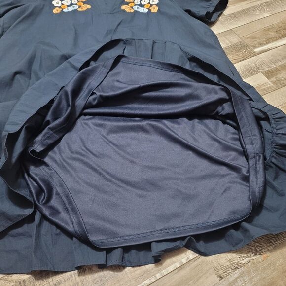 Joh Navy Wrenna Dress with Embroidered Flower Sparkles Size Medium - Picture 7 of 8